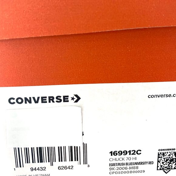 Converse CHUCK 70 High Top Canvas White Blue Red Men's 169912C - Picture 11 of 11